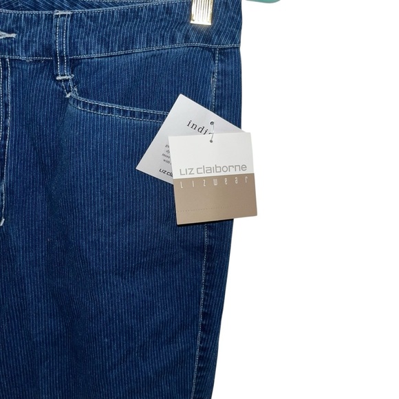 Liz Claiborne vintage retro indigo dye striped lightweight corduroy jeans 10 nwt - Picture 3 of 5